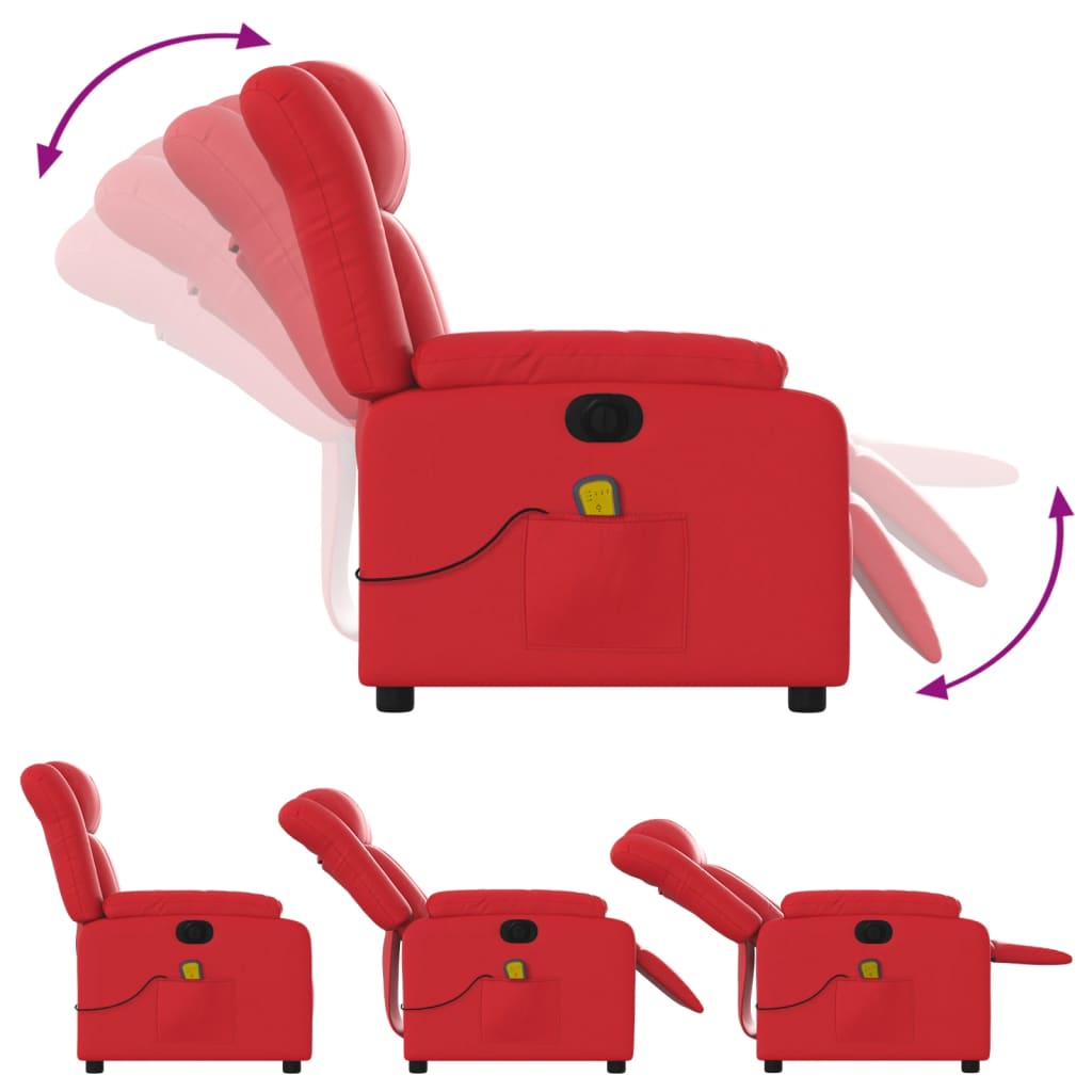 Fauteuil de massage inclinable électrique rouge similicuir
