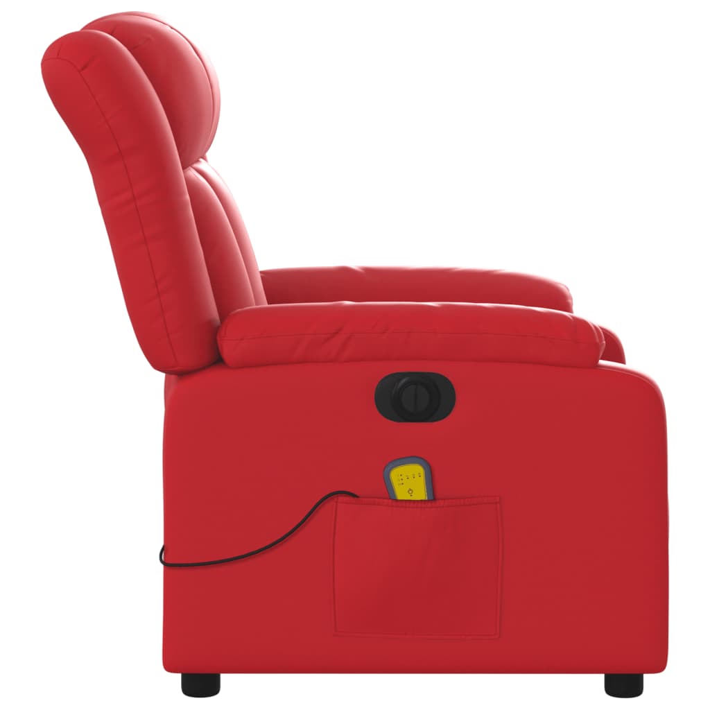 Fauteuil de massage inclinable électrique rouge similicuir