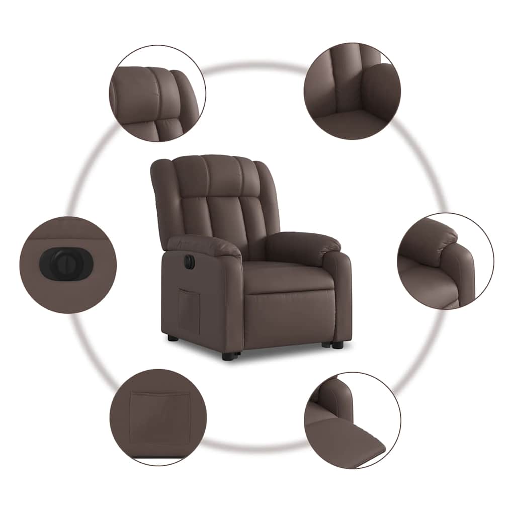 Fauteuil inclinable électrique marron similicuir - XIOS