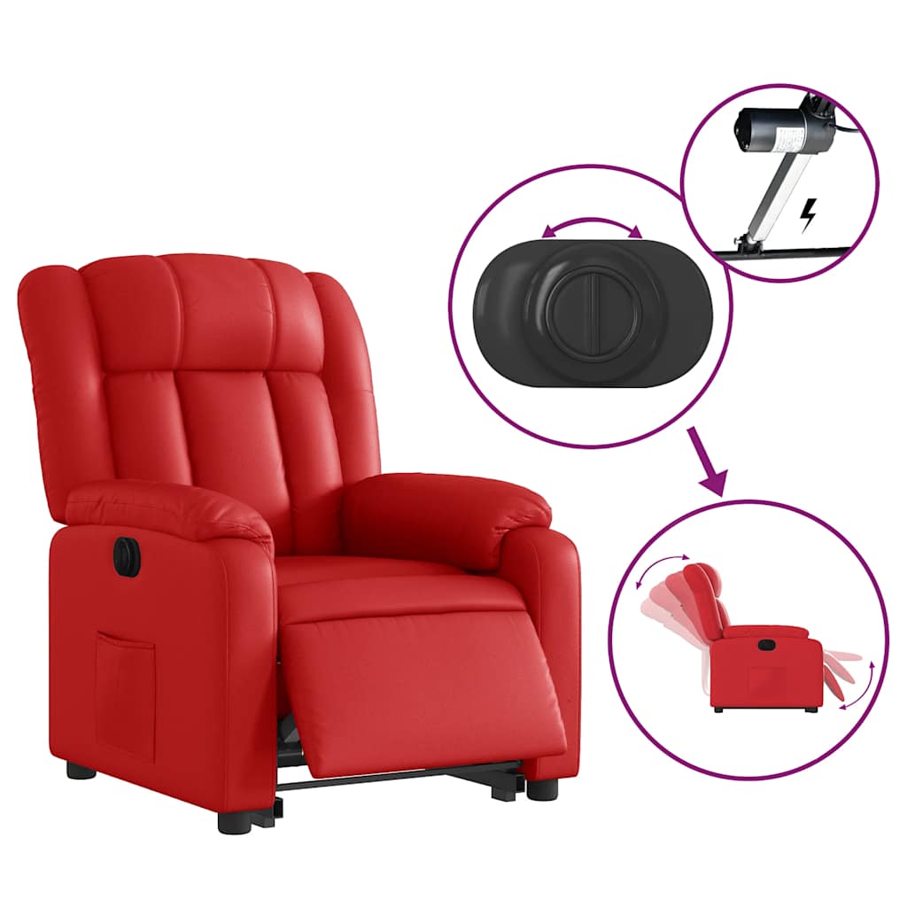 Fauteuil inclinable électrique rouge similicuir - XIOS