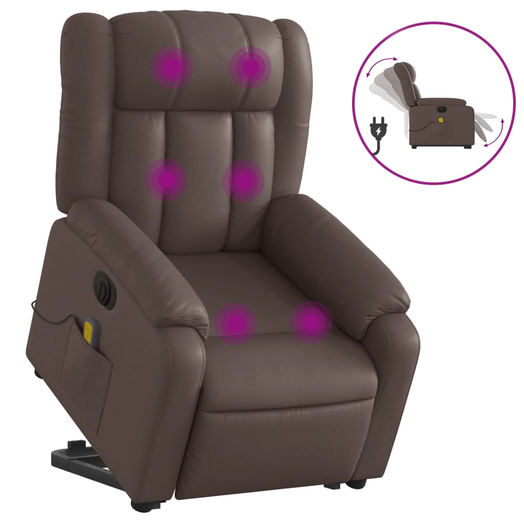 Fauteuil inclinable de massage électrique marron similicuir - XIOS