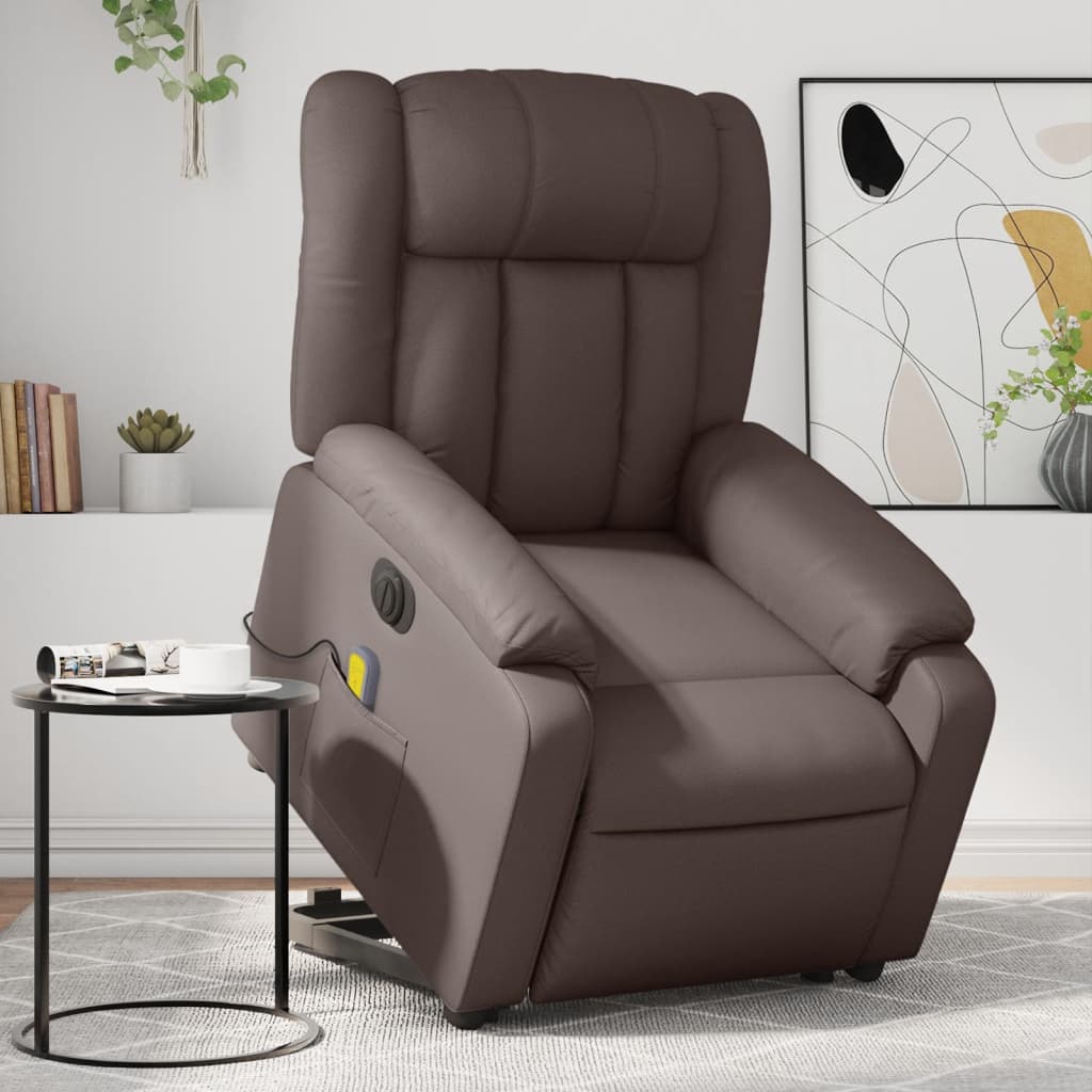 Fauteuil inclinable de massage électrique marron similicuir - XIOS