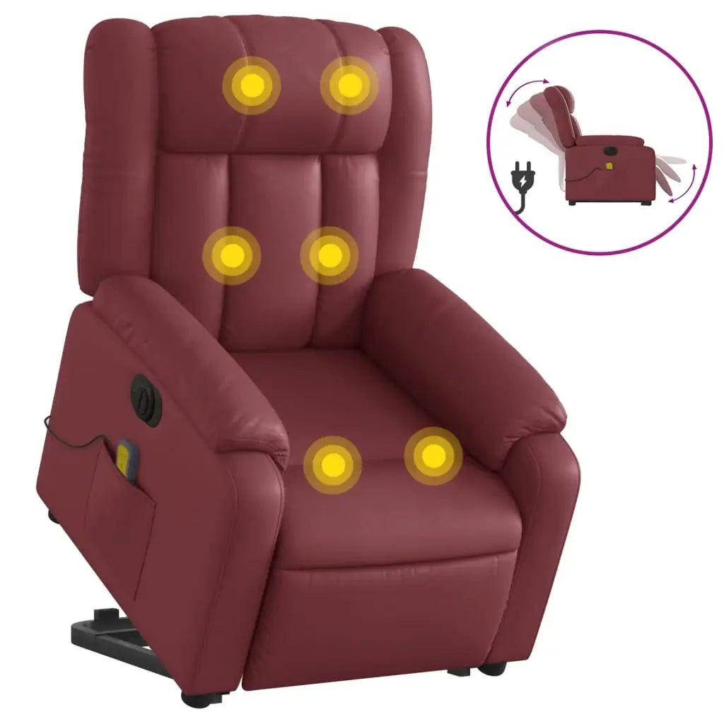 Fauteuil inclinable de massage électrique rouge bordeaux - XIOS