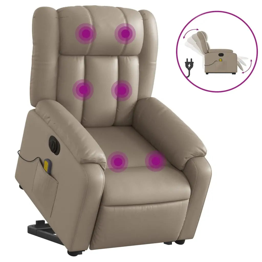 Fauteuil inclinable de massage électrique cappuccino similicuir - XIOS