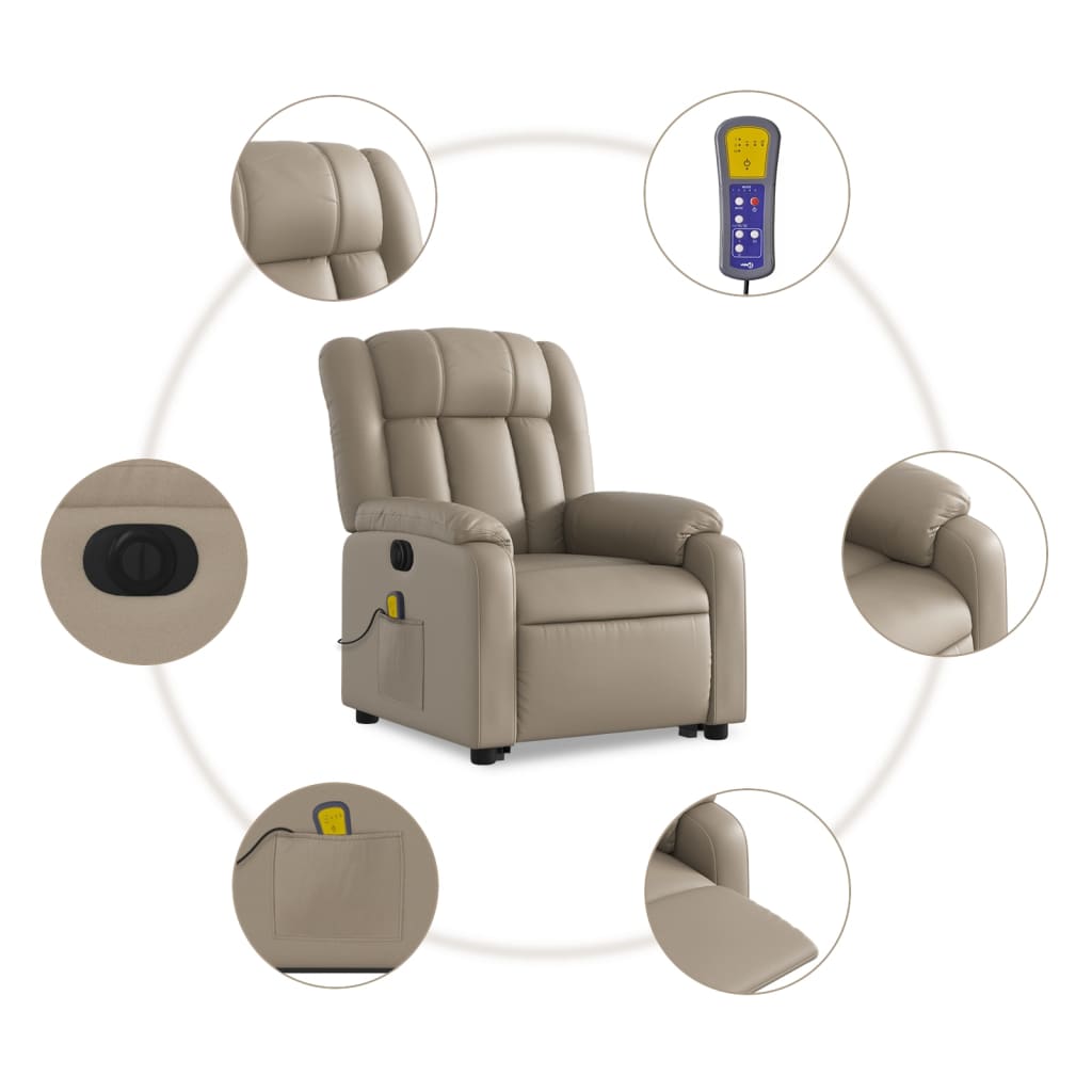 Fauteuil inclinable de massage électrique cappuccino similicuir - XIOS
