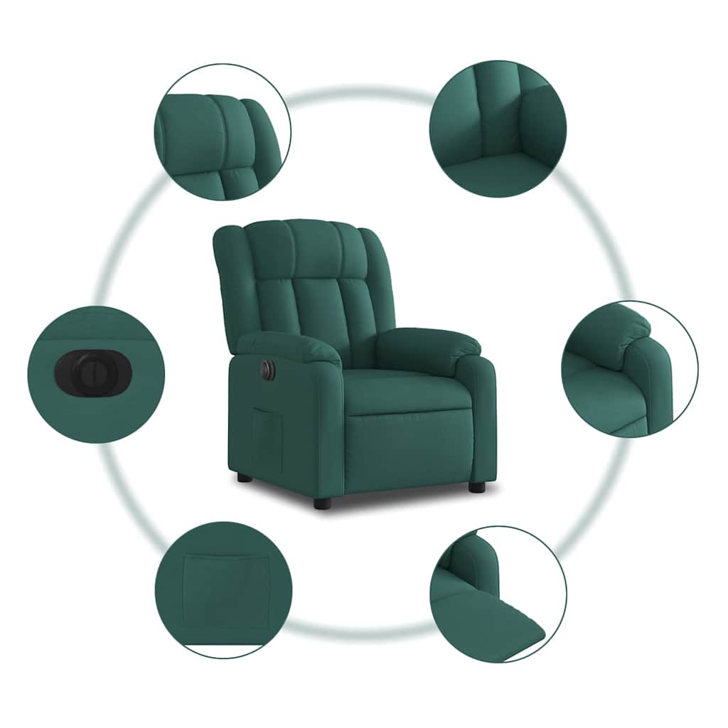 Fauteuil inclinable électrique Vert foncé Tissu - XIOS