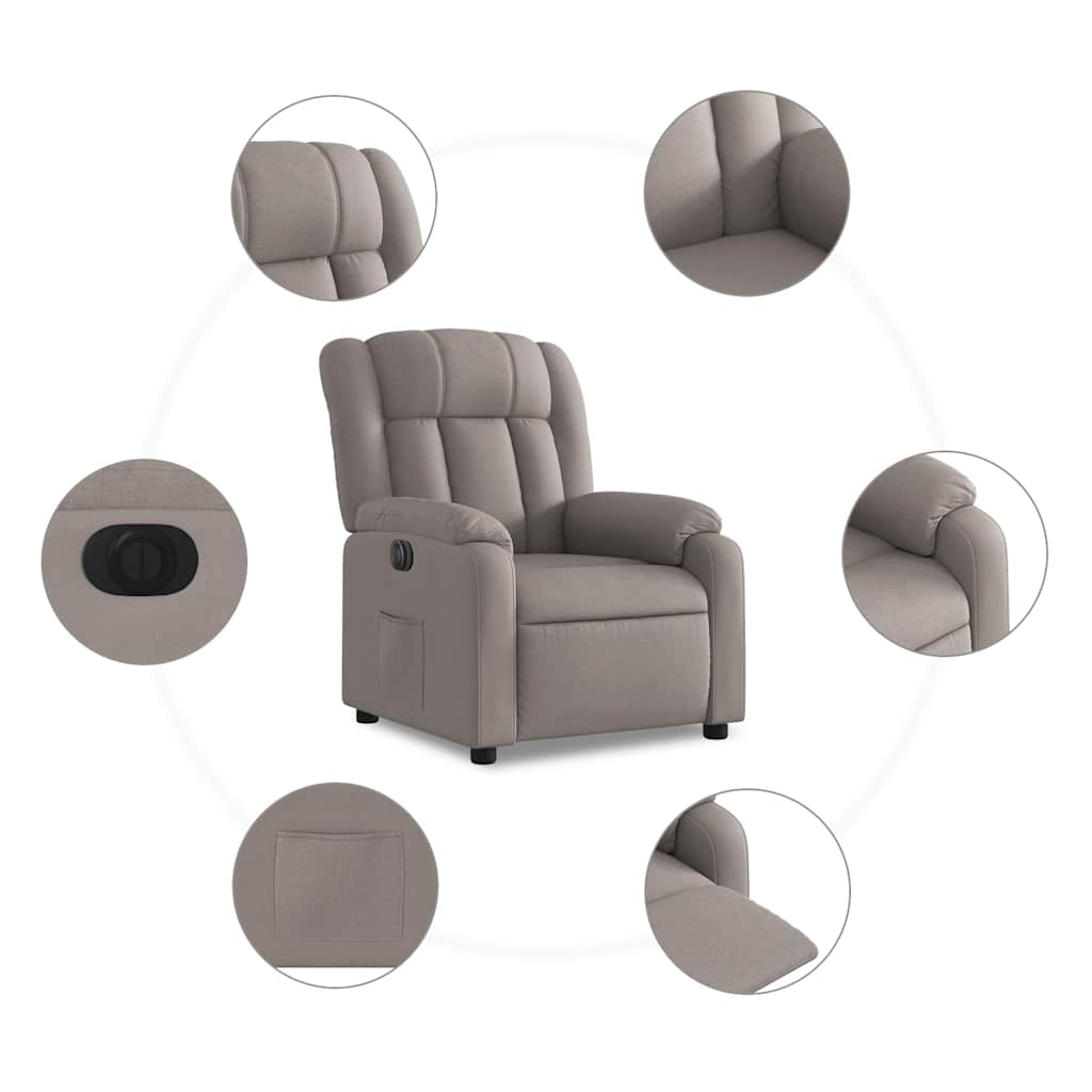 Fauteuil inclinable électrique Taupe Tissu - XIOS