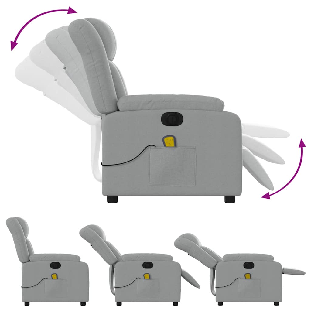 Fauteuil de massage inclinable électrique gris clair tissu - XIOS