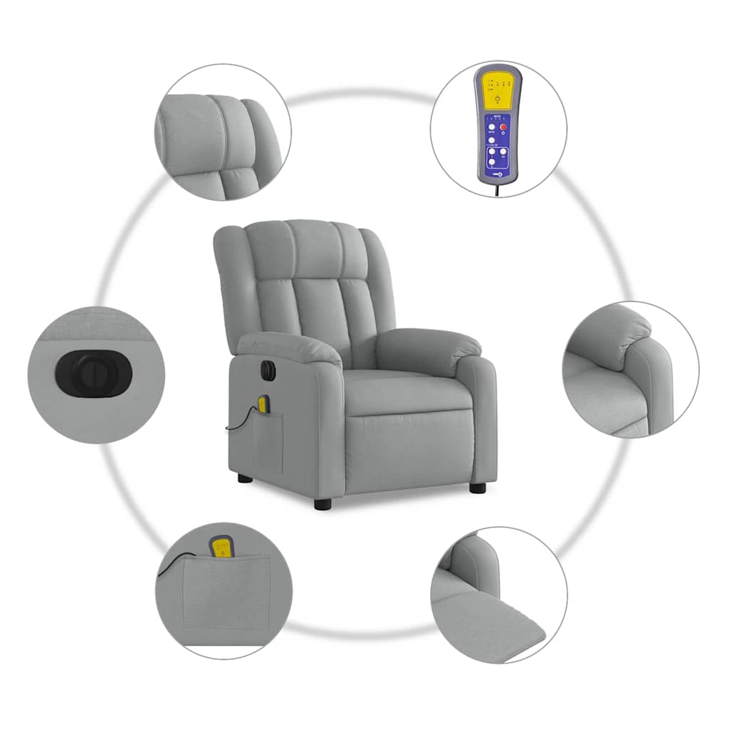 Fauteuil de massage inclinable électrique gris clair tissu - XIOS
