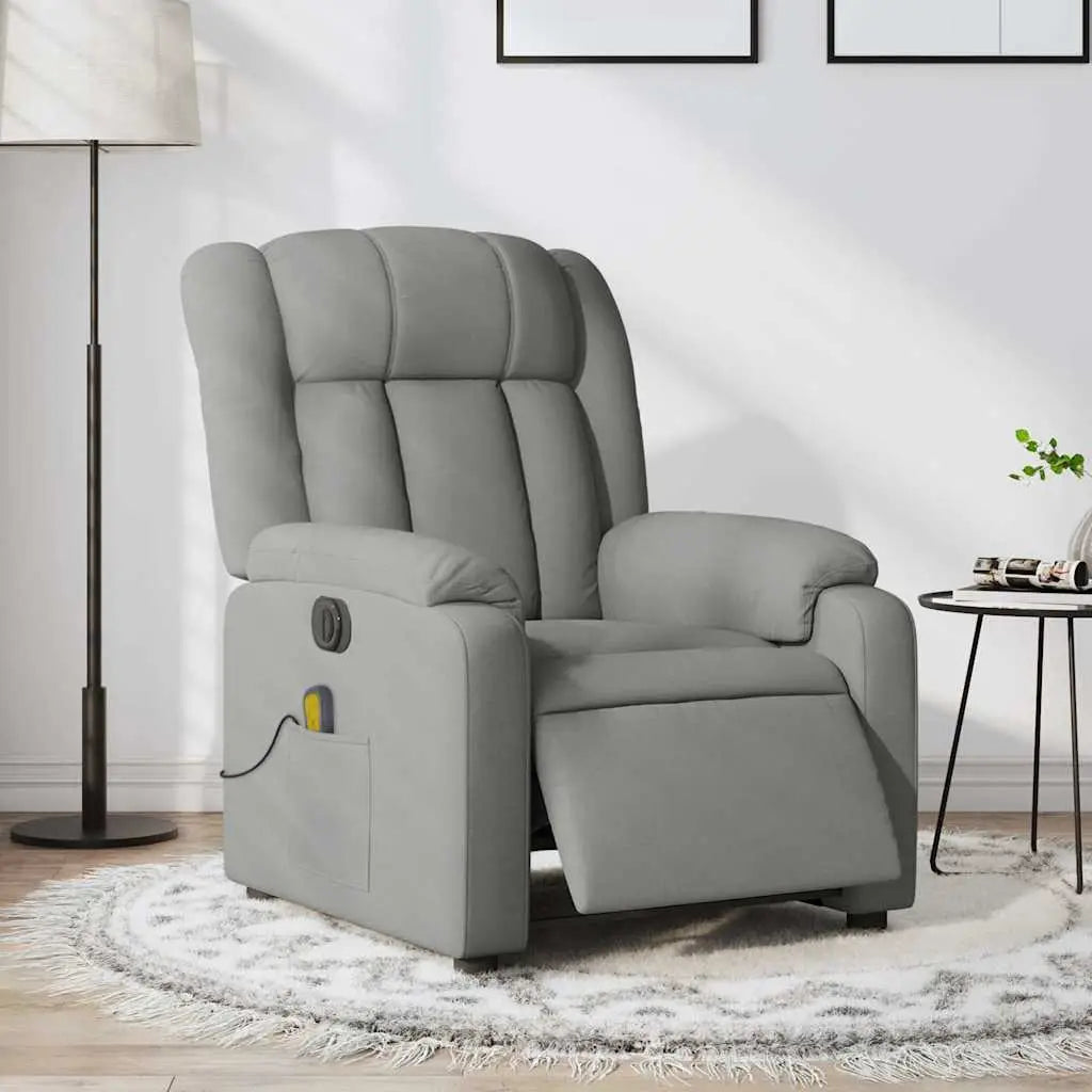 Fauteuil de massage inclinable électrique gris clair tissu - XIOS