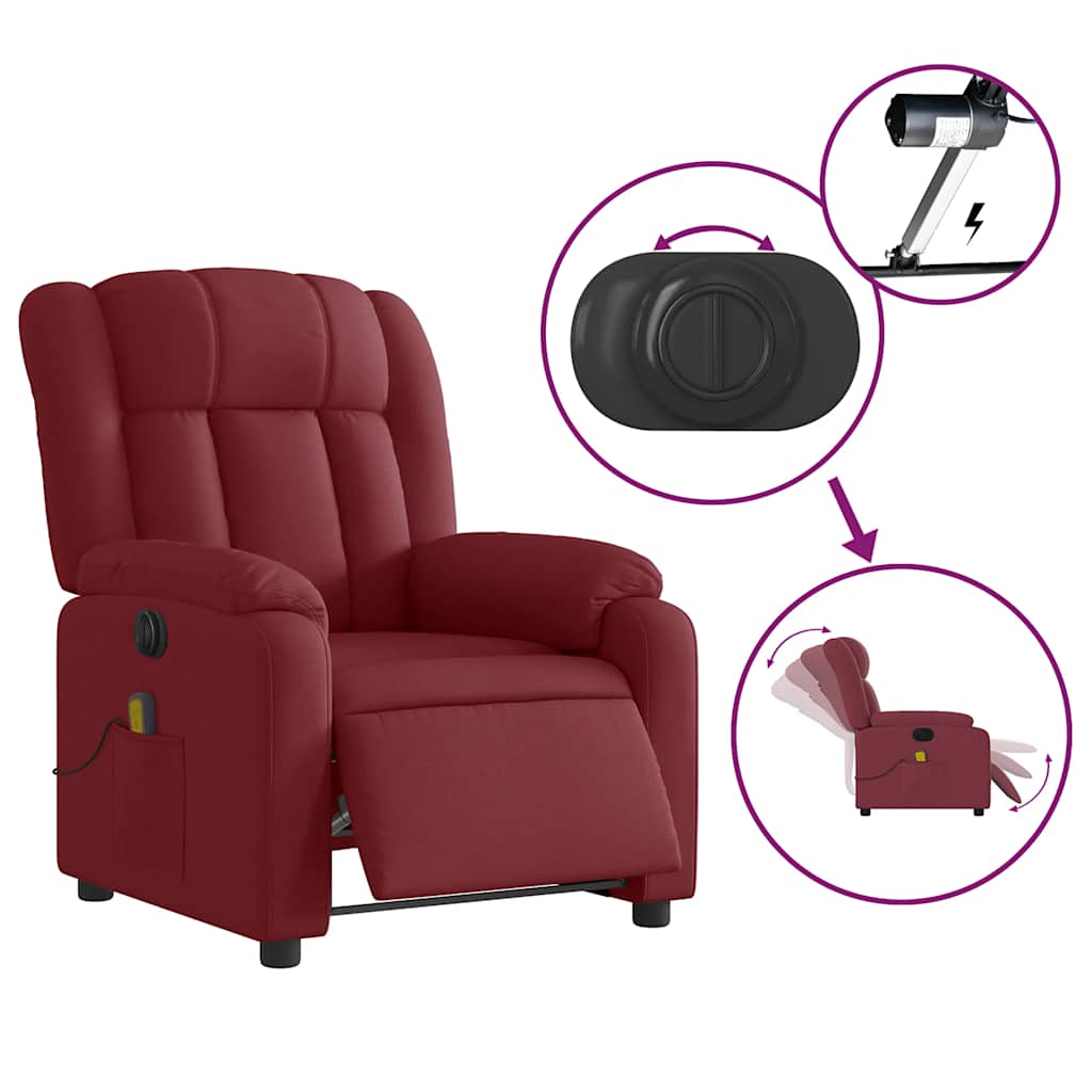 Fauteuil de massage inclinable électrique Rouge bordeaux Tissu - XIOS