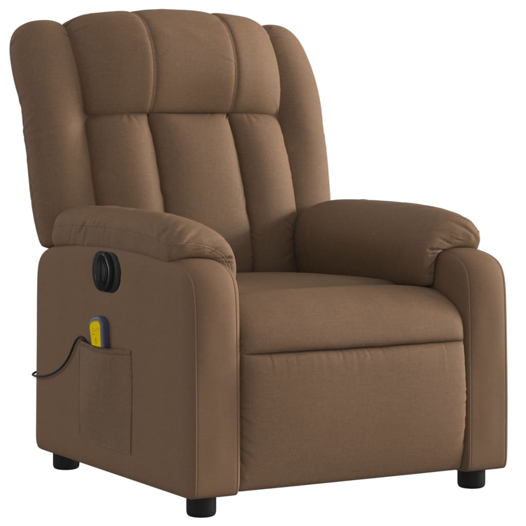 Fauteuil inclinable de massage électrique marron tissu - XIOS