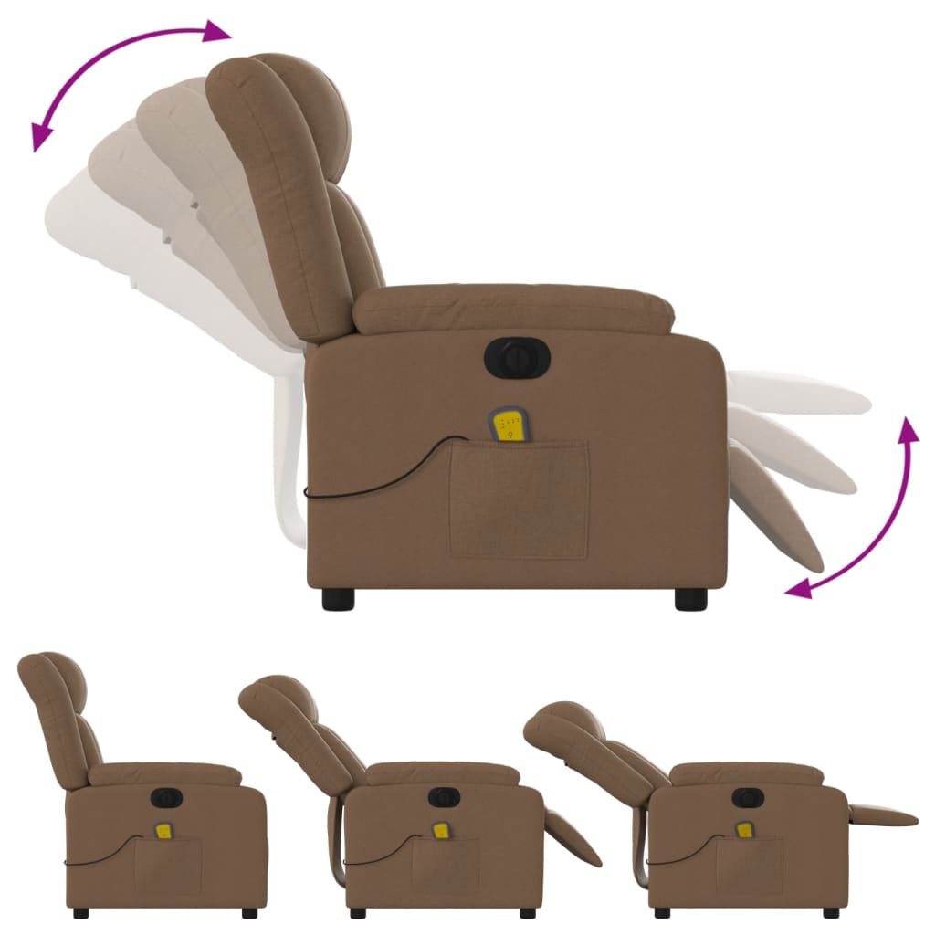 Fauteuil inclinable de massage électrique marron tissu - XIOS
