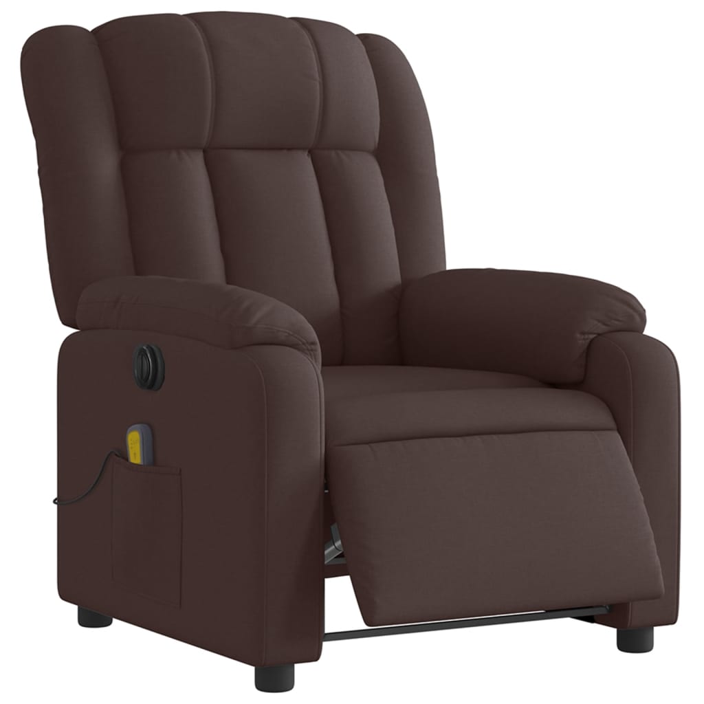 Fauteuil de massage inclinable électrique Marron foncé Tissu - XIOS