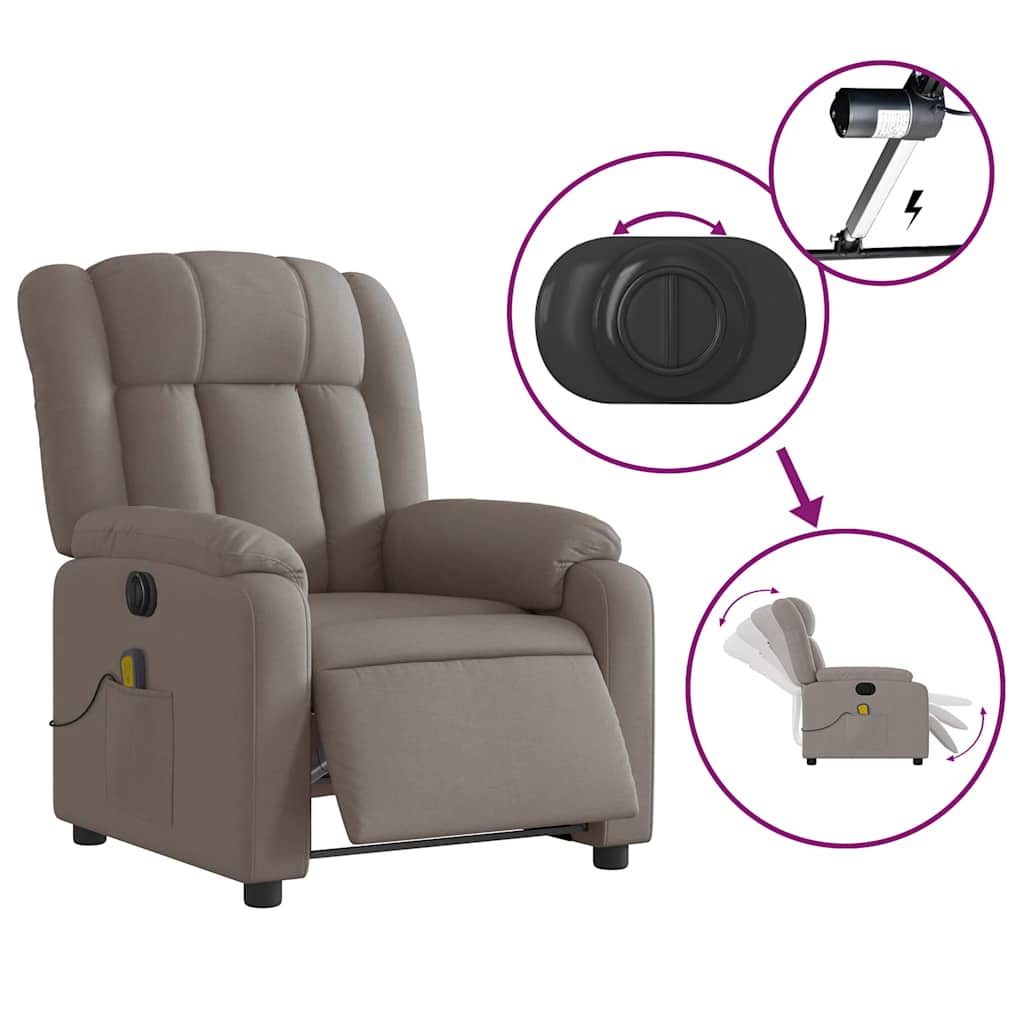Fauteuil de massage inclinable électrique Taupe Tissu - XIOS
