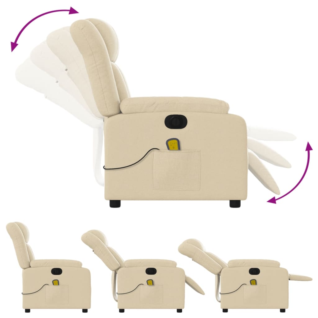 Fauteuil inclinable de massage électrique crème tissu - XIOS