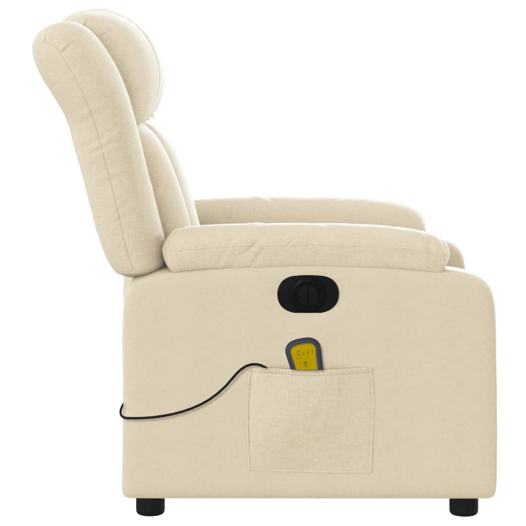 Fauteuil inclinable de massage électrique crème tissu - XIOS