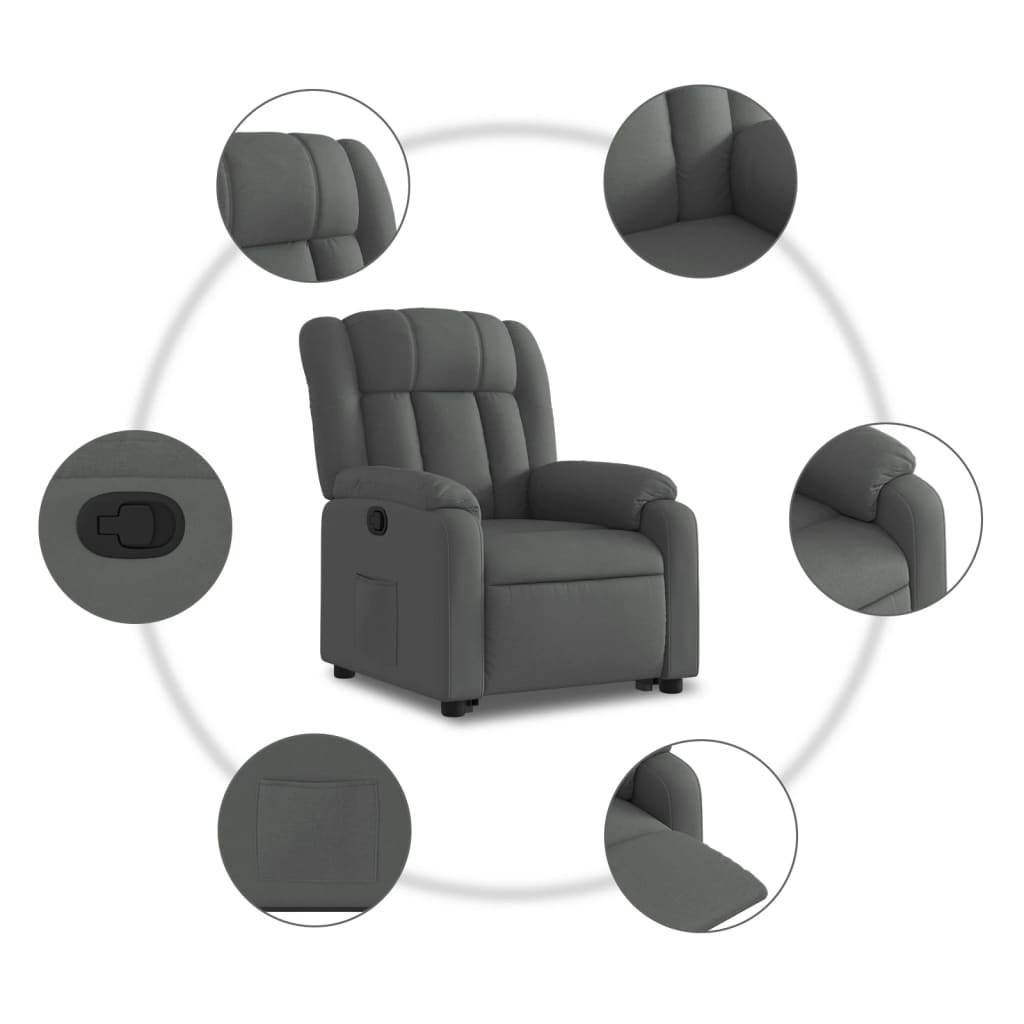 Fauteuil inclinable Gris foncé Tissu - XIOS
