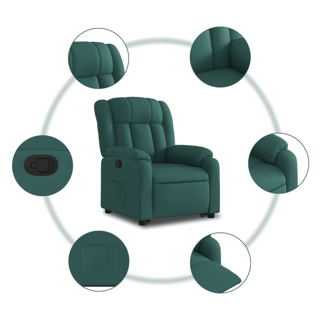Fauteuil inclinable vert foncé tissu - XIOS
