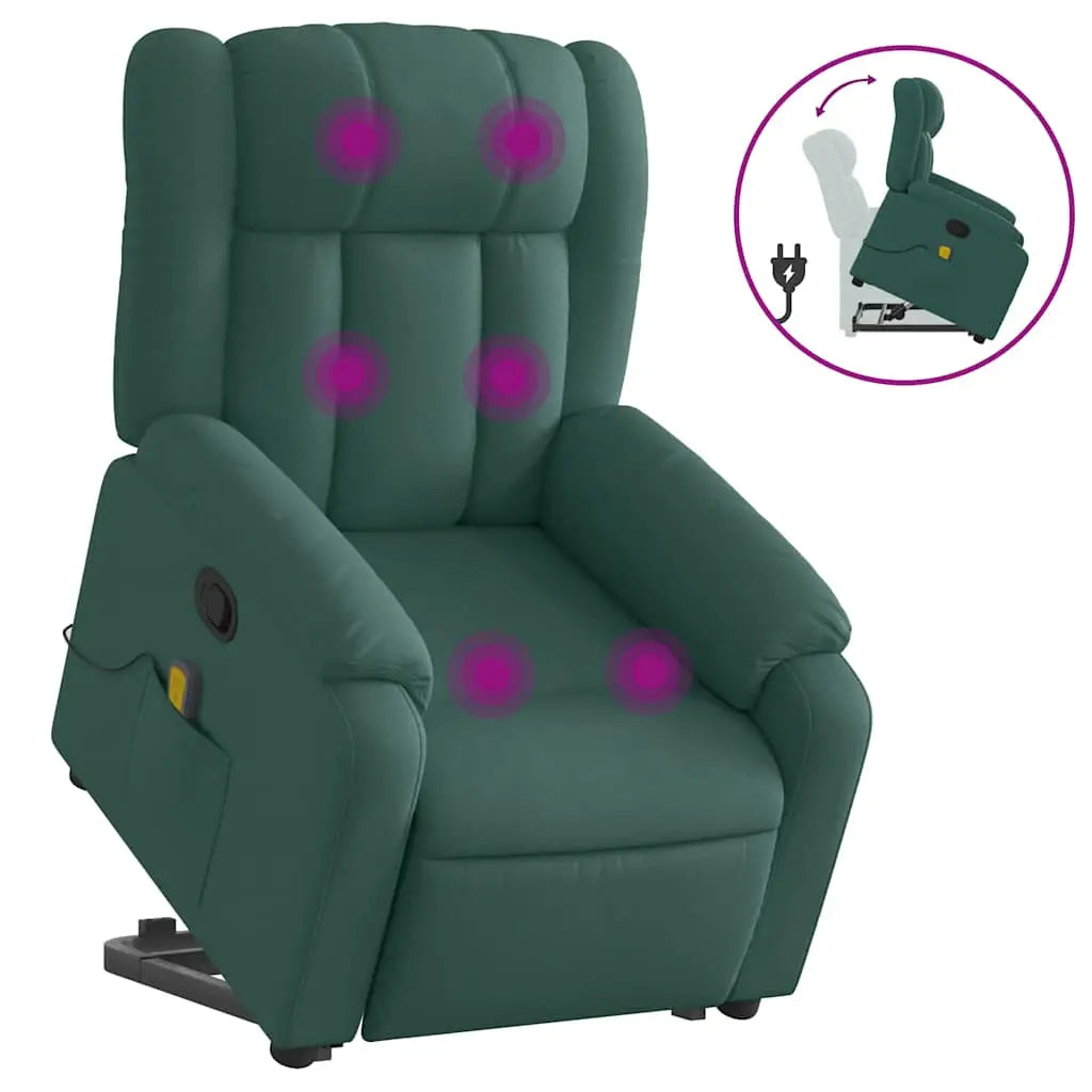Fauteuil inclinable de massage Vert foncé Tissu - XIOS