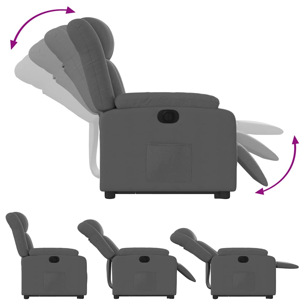 Fauteuil inclinable électrique gris foncé tissu - XIOS