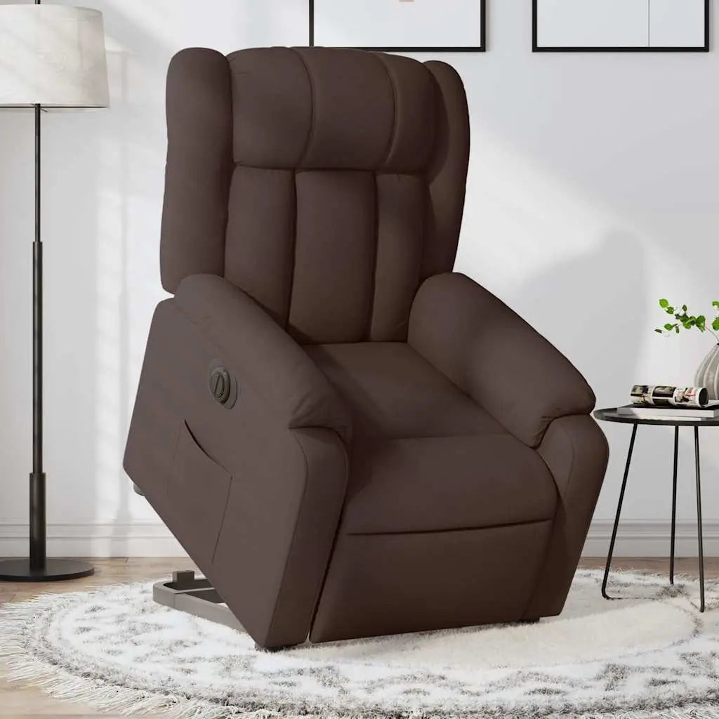Fauteuil inclinable électrique marron foncé tissu - XIOS