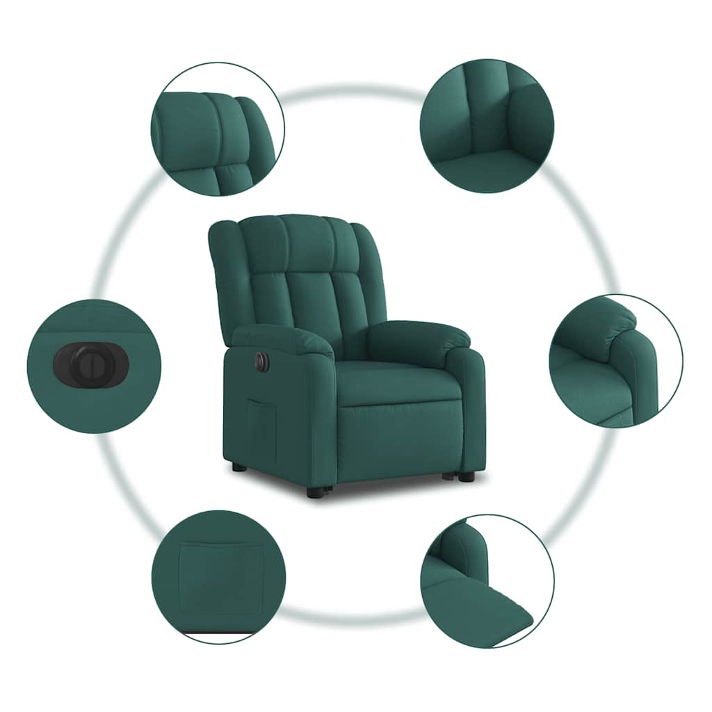 Fauteuil inclinable électrique vert foncé tissu - XIOS