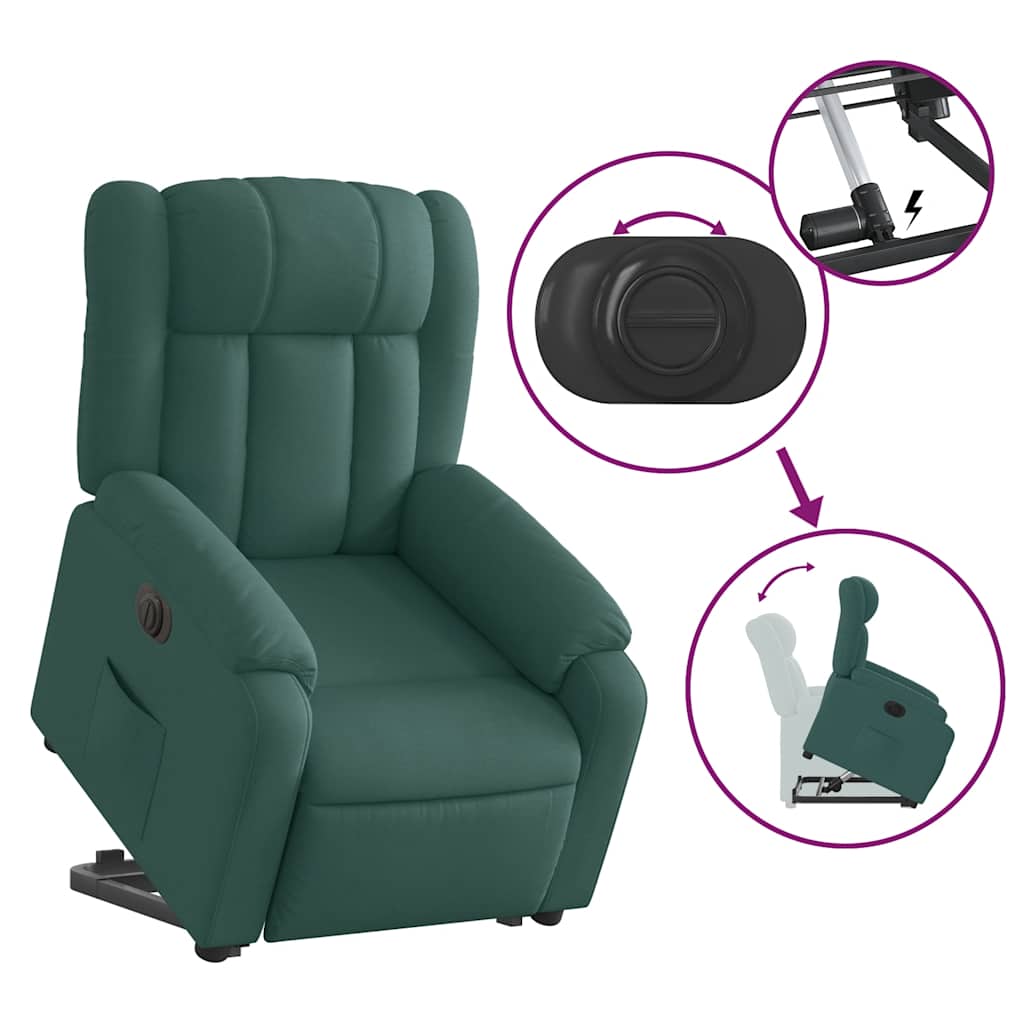 Fauteuil inclinable électrique vert foncé tissu - XIOS