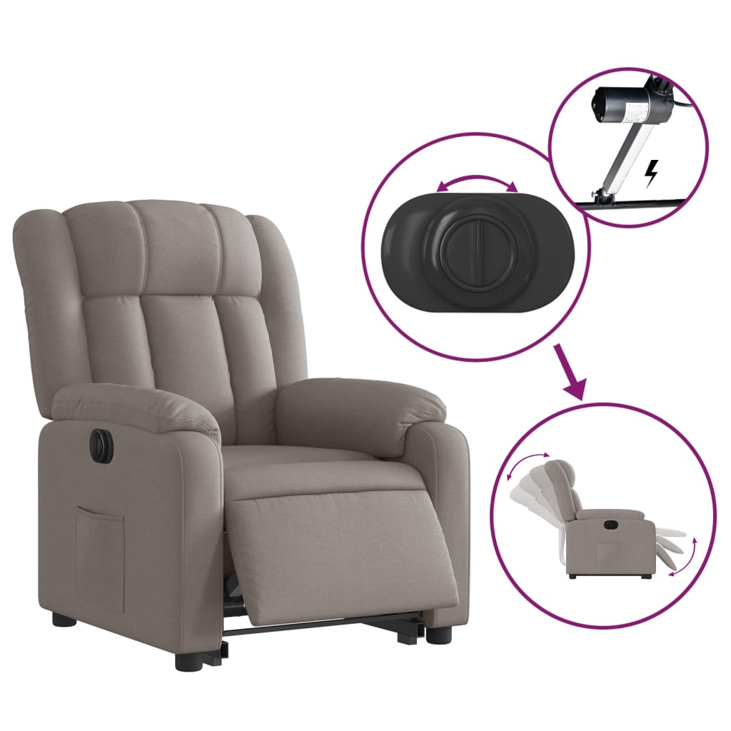 Fauteuil inclinable électrique taupe tissu - XIOS