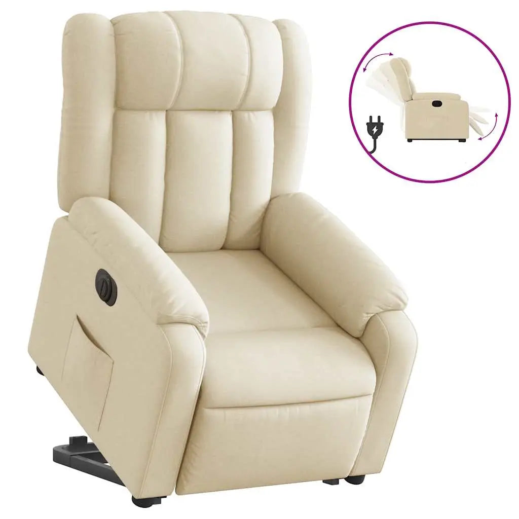 Fauteuil inclinable électrique crème tissu - XIOS