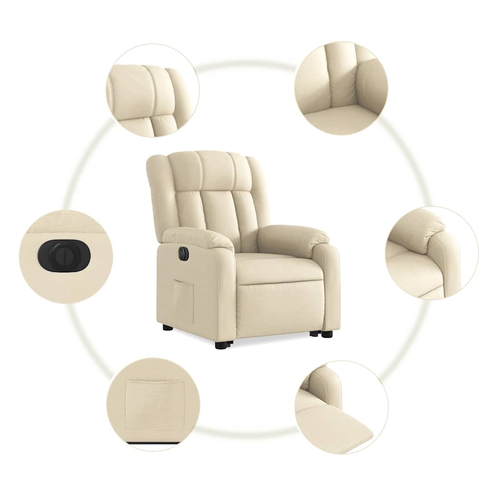 Fauteuil inclinable électrique crème tissu - XIOS