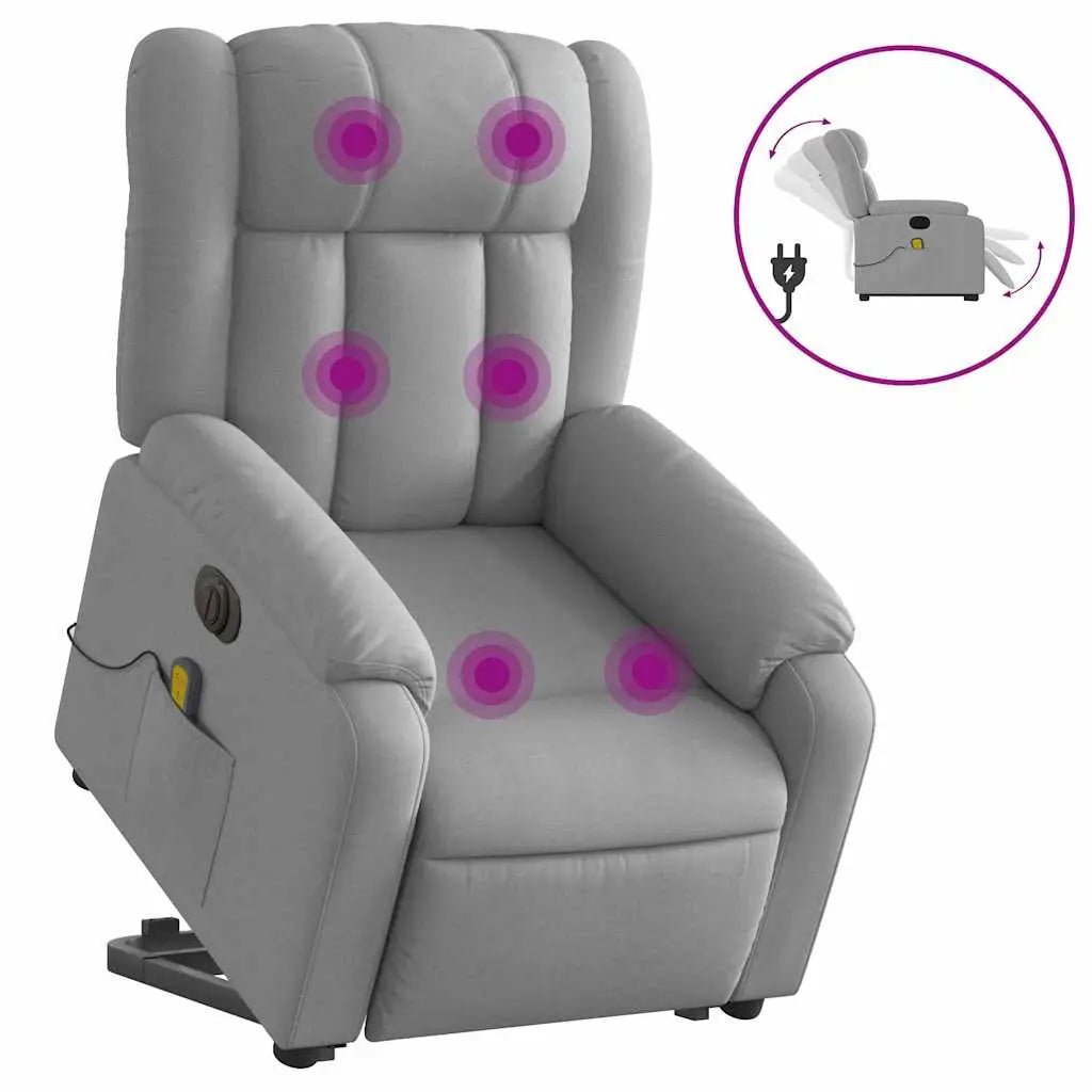 Fauteuil inclinable de massage électrique Gris clair Tissu - XIOS