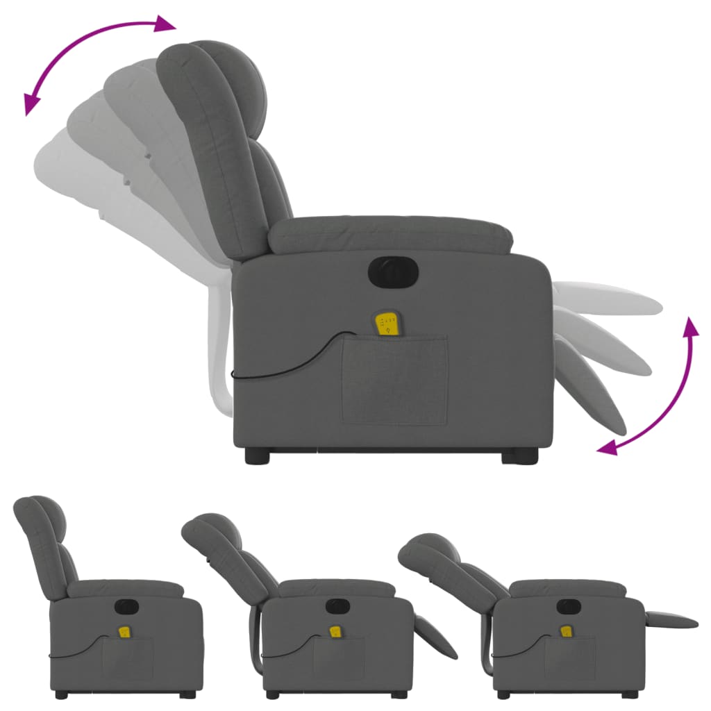 Fauteuil inclinable de massage électrique Gris foncé Tissu - XIOS