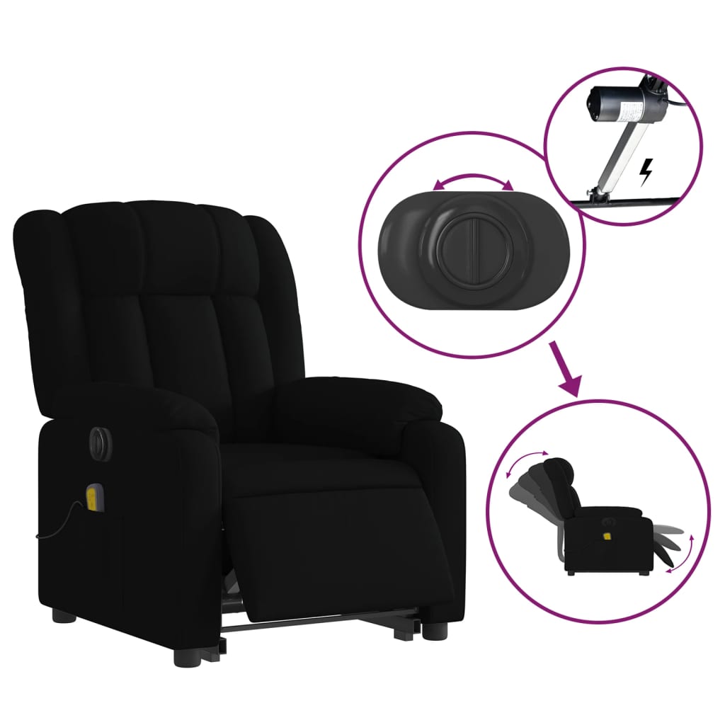 Fauteuil inclinable de massage électrique Noir Tissu - XIOS