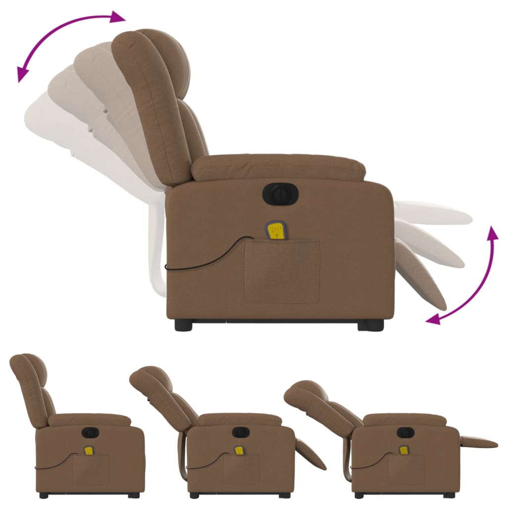 Fauteuil inclinable de massage électrique Marron Tissu - XIOS
