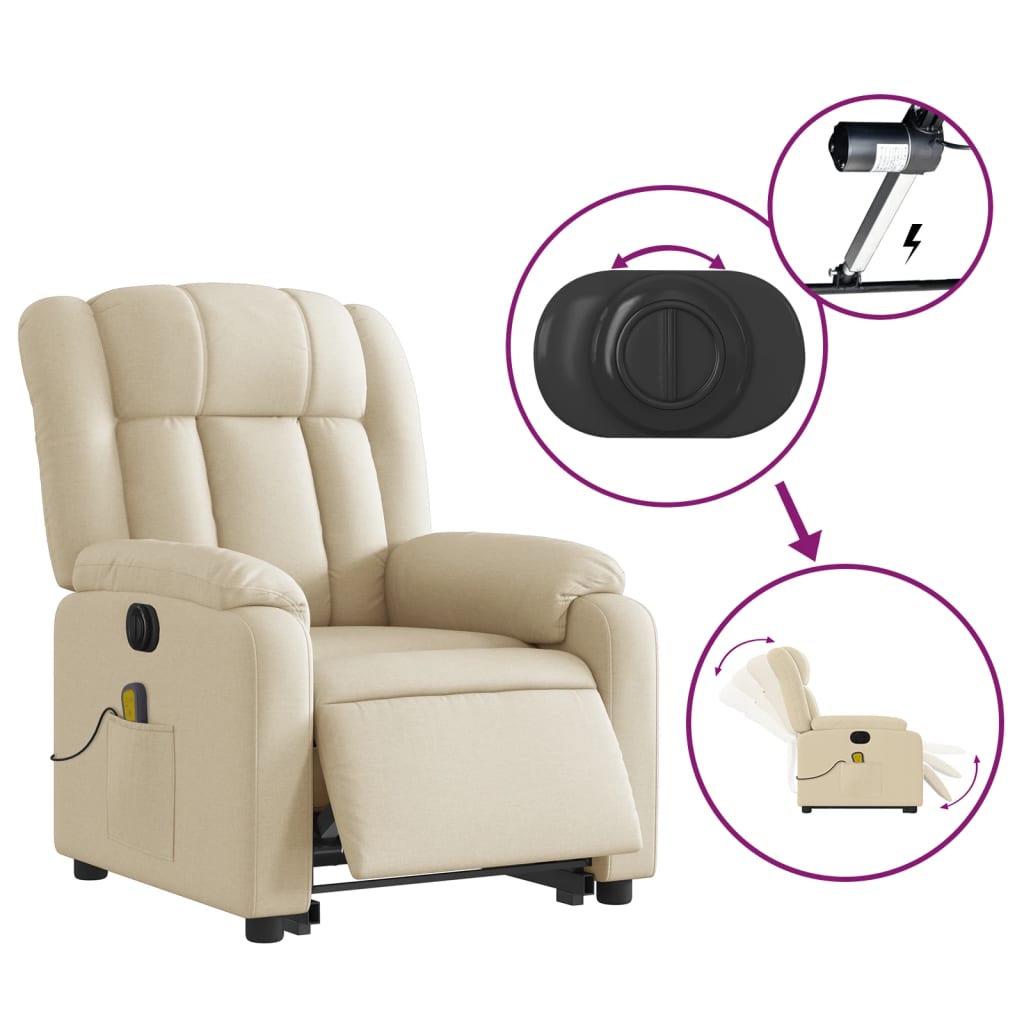 Fauteuil inclinable de massage électrique Crème Tissu - XIOS