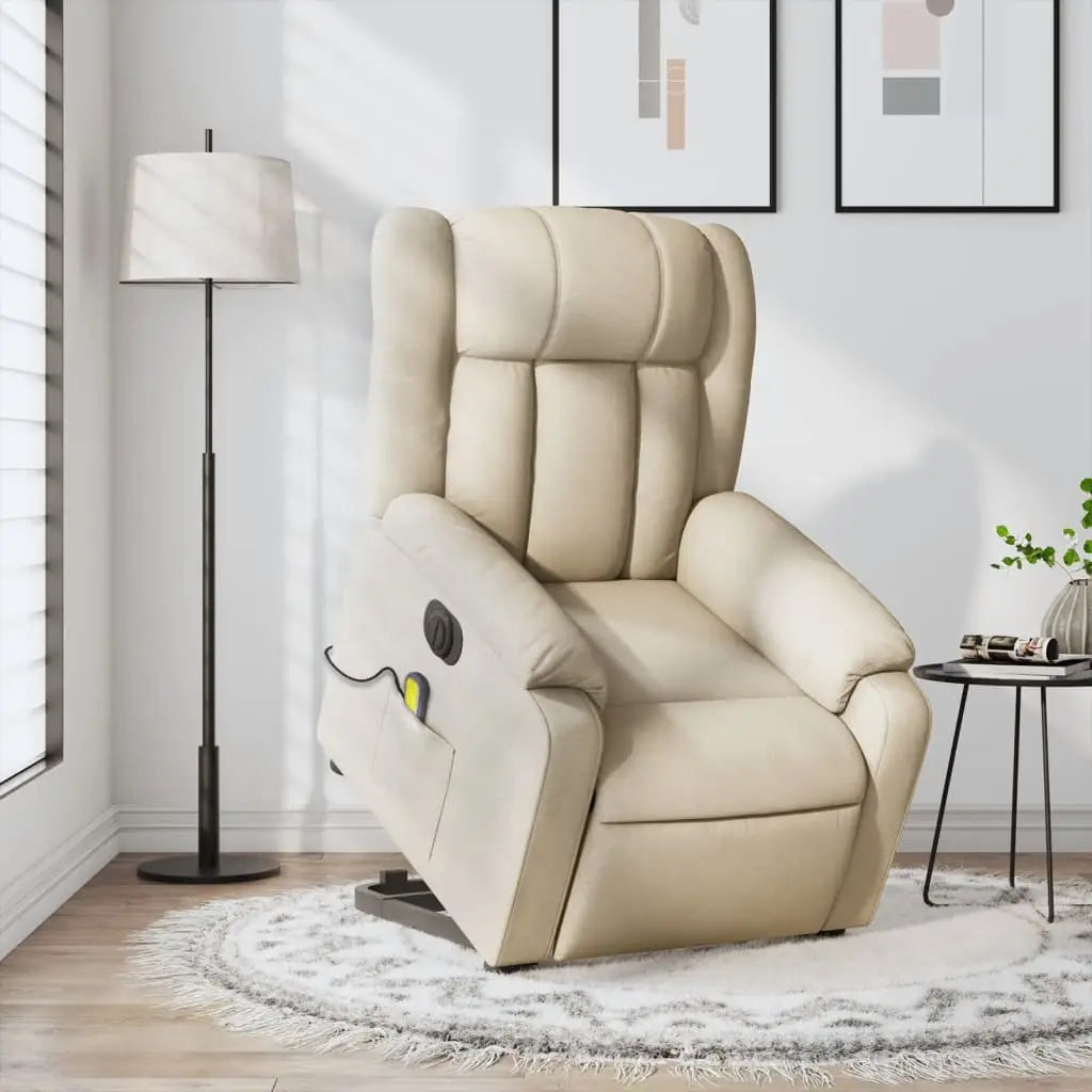 Fauteuil inclinable de massage électrique Crème Tissu - XIOS