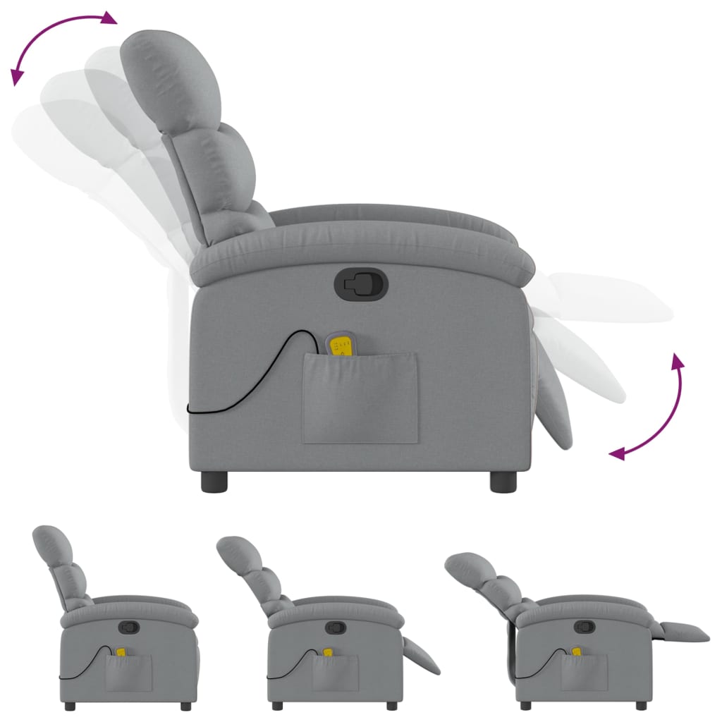 Fauteuil de massage inclinable gris clair tissu - XIOS
