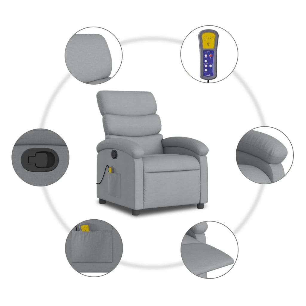 Fauteuil de massage inclinable gris clair tissu - XIOS
