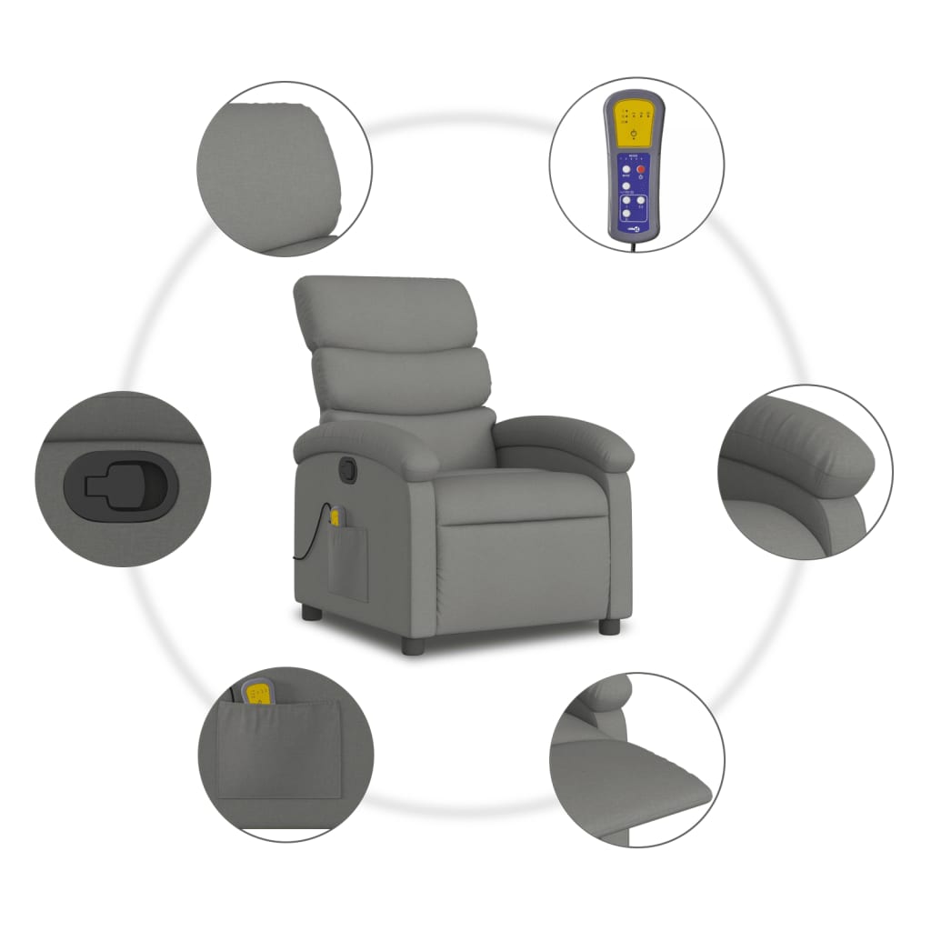 Fauteuil de massage inclinable gris foncé tissu - XIOS