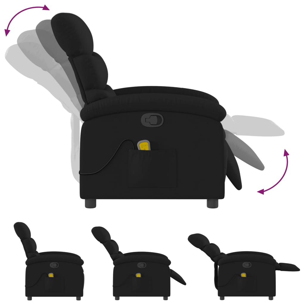 Fauteuil de massage inclinable noir tissu - XIOS