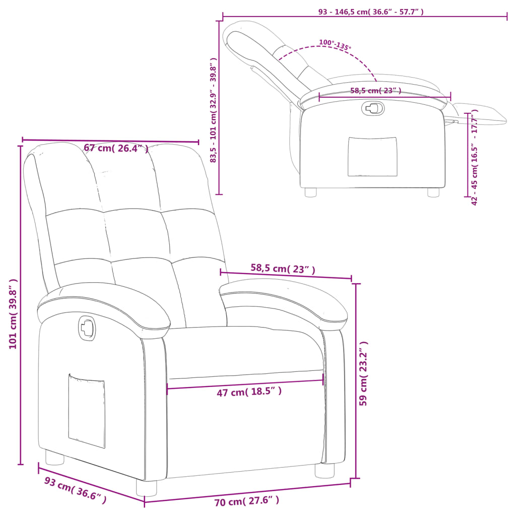 Fauteuil inclinable en tissu gris foncé - XIOS