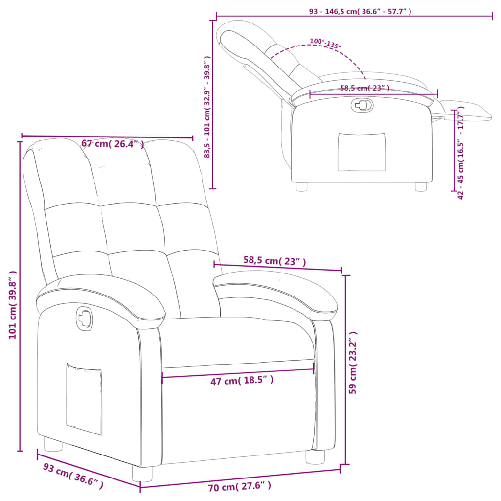 Fauteuil inclinable en tissu noir - XIOS