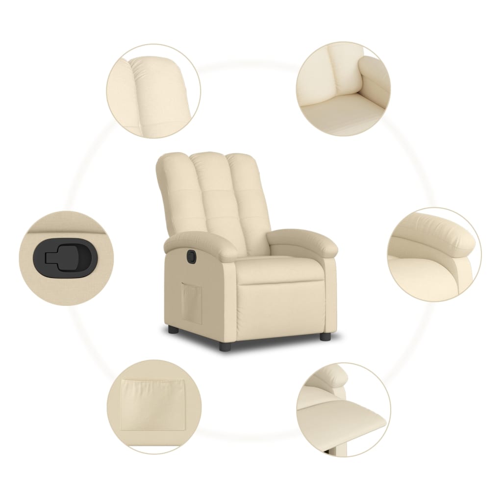 Fauteuil inclinable en tissu crème - XIOS