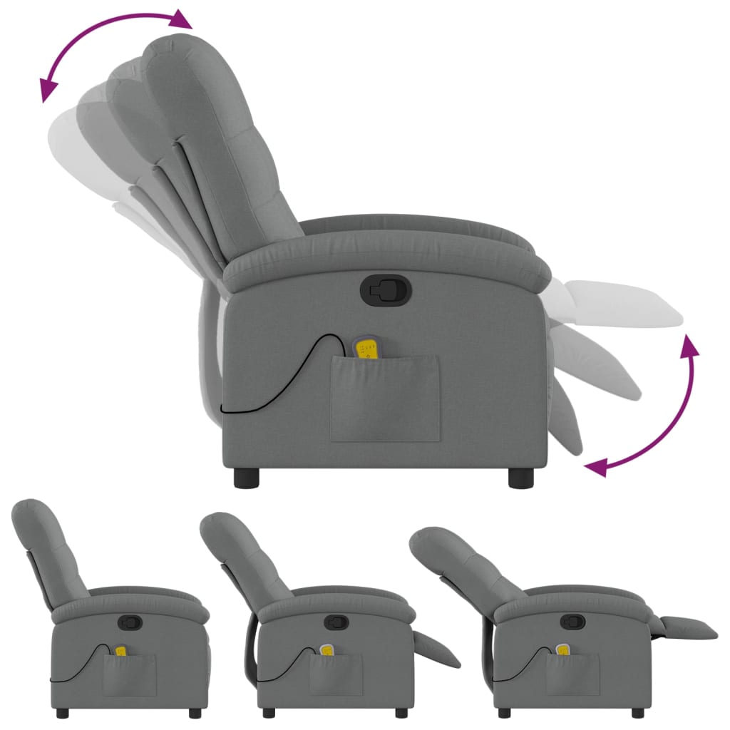 Fauteuil de massage inclinable gris foncé tissu - XIOS