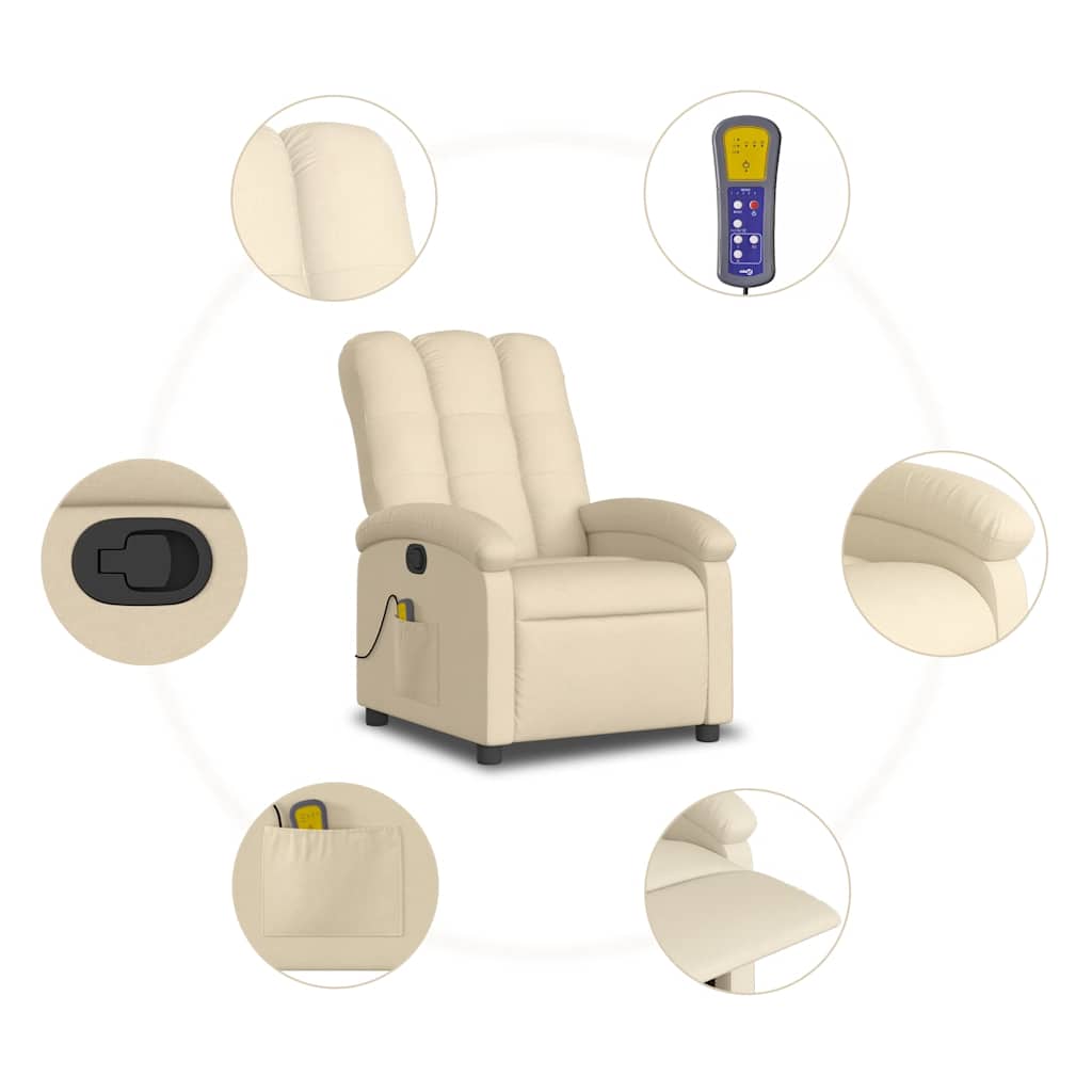 Fauteuil de massage inclinable crème tissu - XIOS