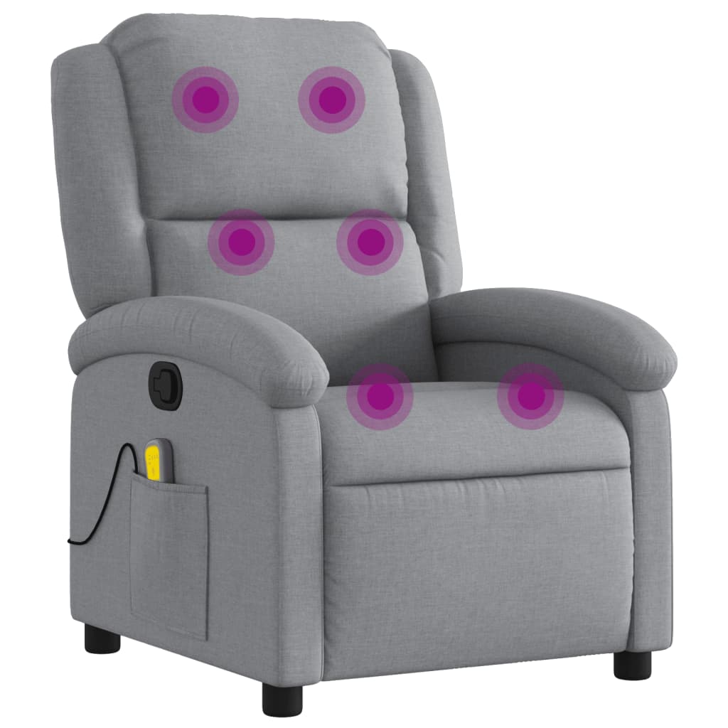 Fauteuil de massage inclinable en tissu gris clair