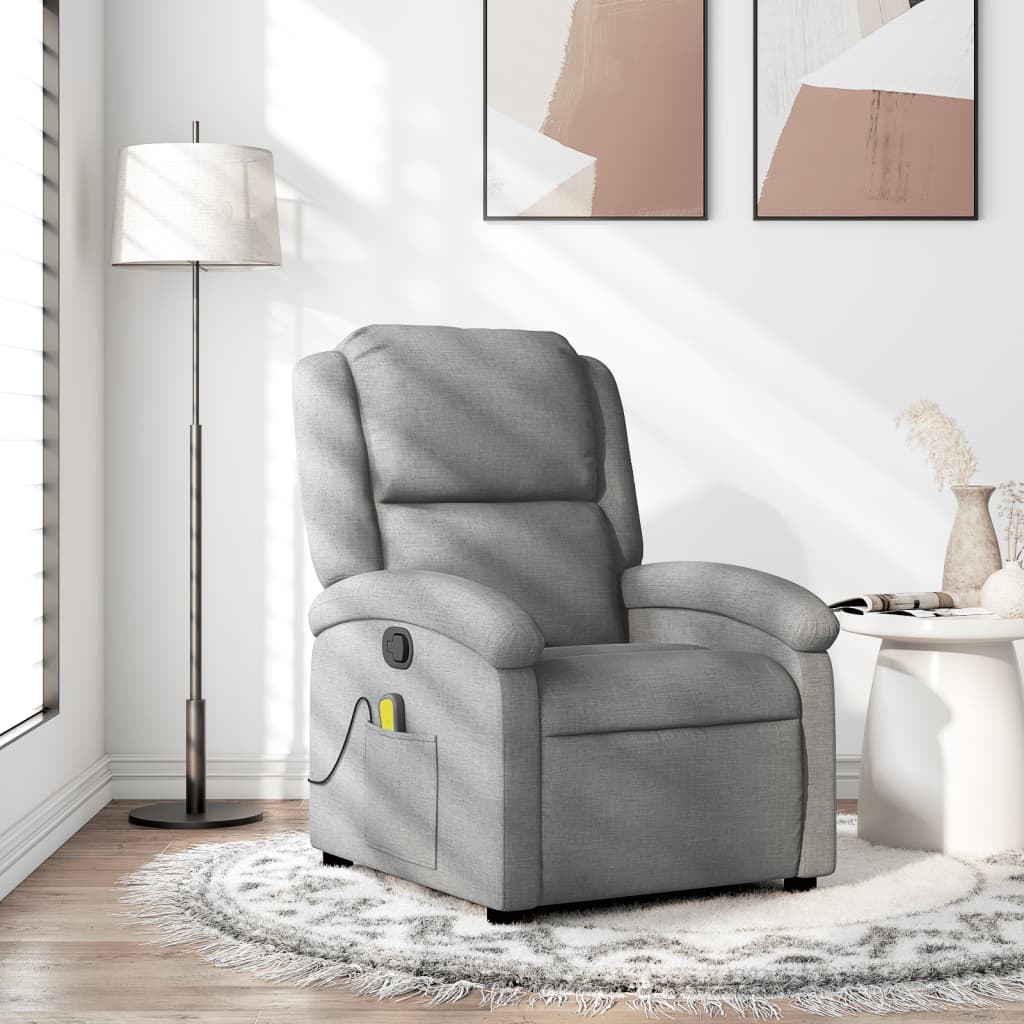 Fauteuil de massage inclinable en tissu gris clair