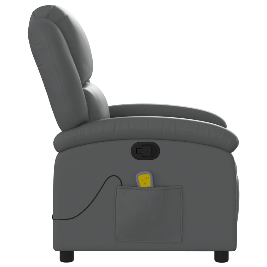 Fauteuil de massage inclinable en similicuir gris