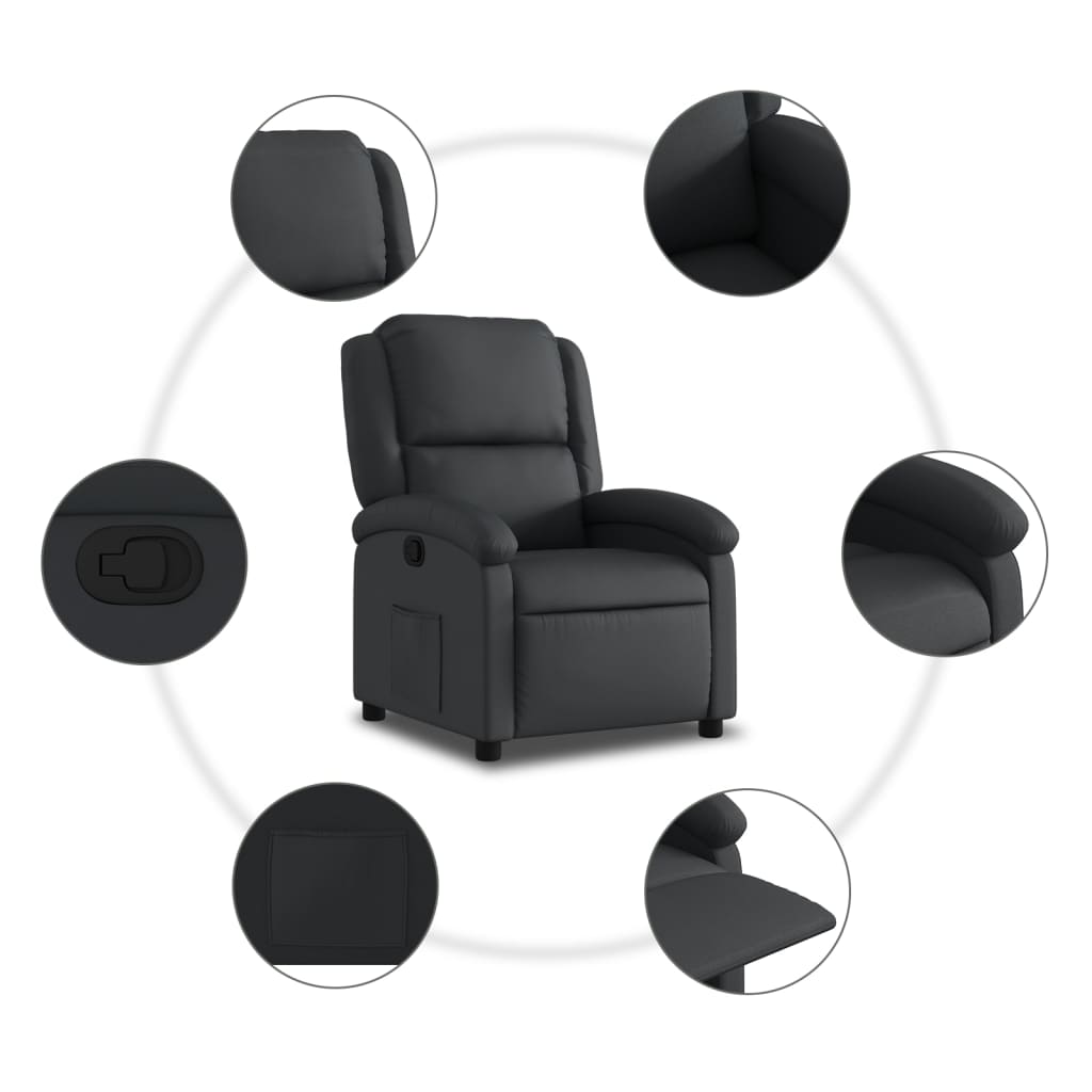 Fauteuil inclinable noir cuir véritable - XIOS